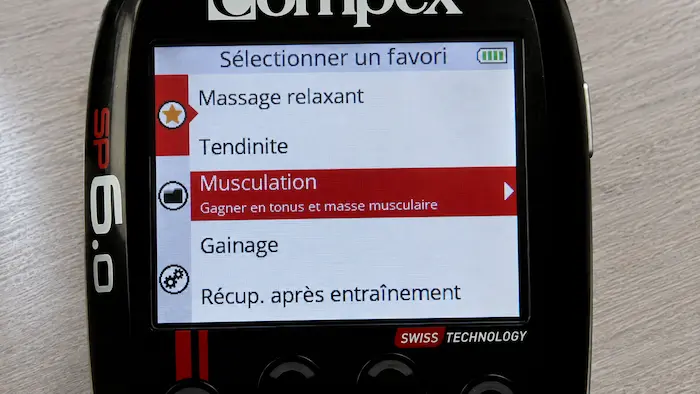 Programme de musculation du Compex SP 6.0