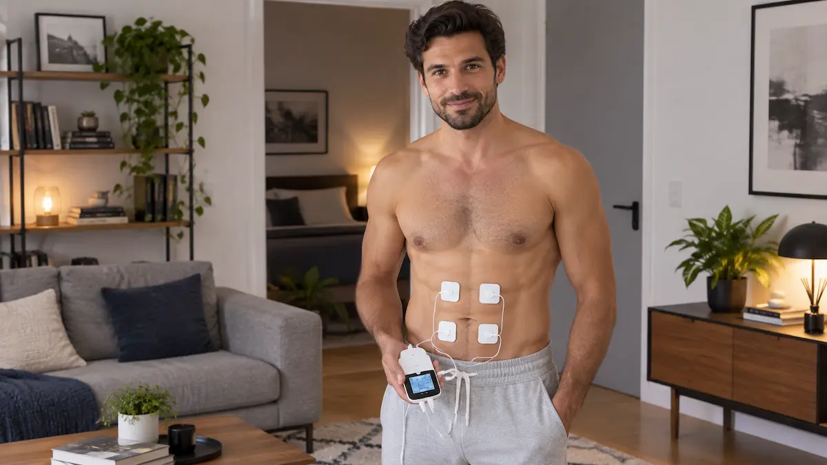 Electrostimulateur Beurer EM 89 pose sur les abdos
