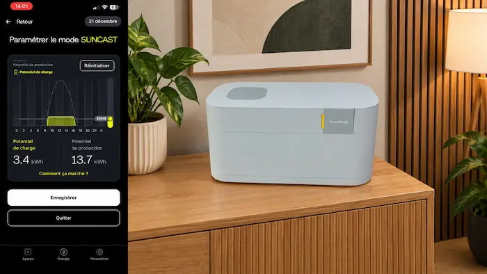 Application STREAM pilotant la batterie solaire Sunology Storey